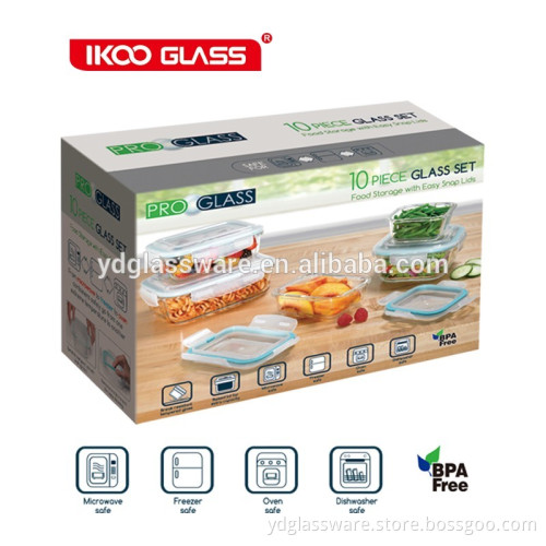 2015 top selling products 10 pcs glass storage set for american surpermarket